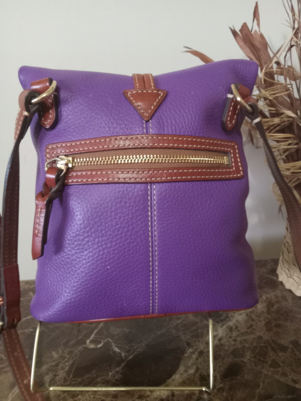 Dooney & Bourke Purple Pebbled Leather Crossbody Bag EUC - Picture 11 of 16